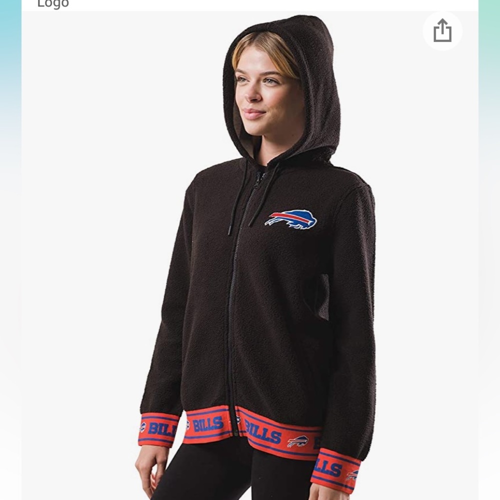 Sherpa Jersey full zip Buffalo Bills hoodie sweater Black NWT - Picture 3 of 8